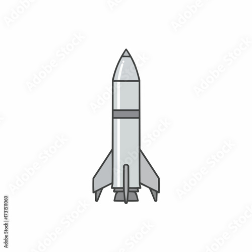 Stylized Gray Rocket with Black Outline and Three Exhaust Nozzles