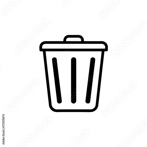 Simple Black Outline Trash Can Icon