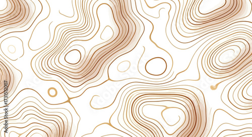 Elegant abstract background with intricate golden-brown contour lines creating a mesmerizing topographic map-like pattern, ideal for modern design and digital art
