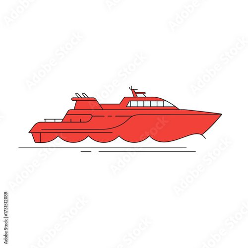 Sleek Red Motorboat Sailing on Water with Modern Design and Style