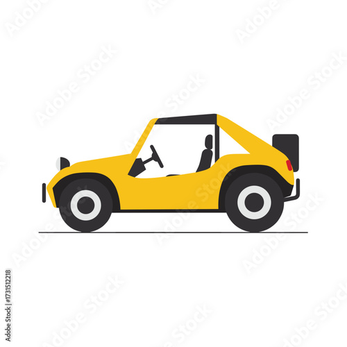 Side Profile of a Yellow Dune Buggy with Driver