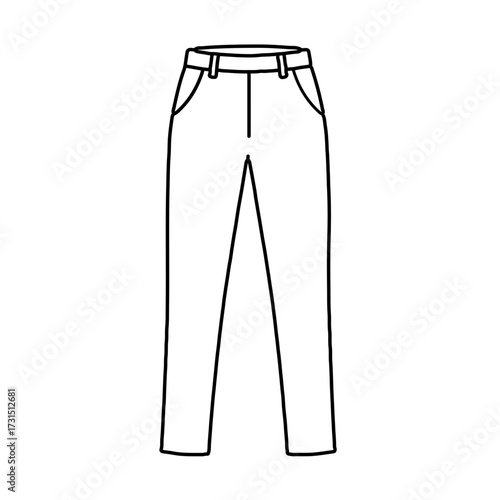 Simple Outline of Straight-Leg Pants with Pockets