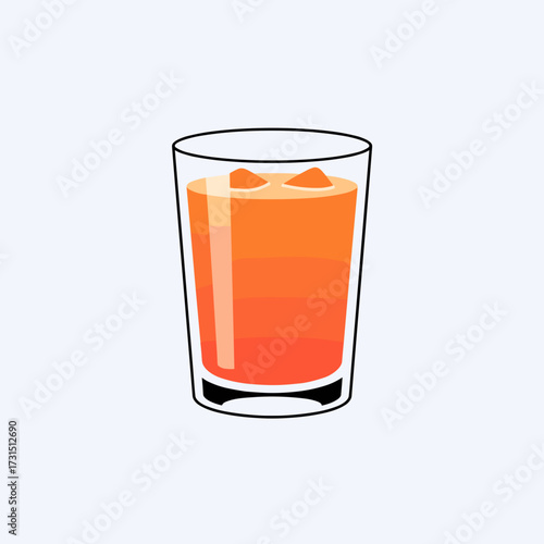 Refreshing Orange Drink with Ice Cubes in a Tall Glass