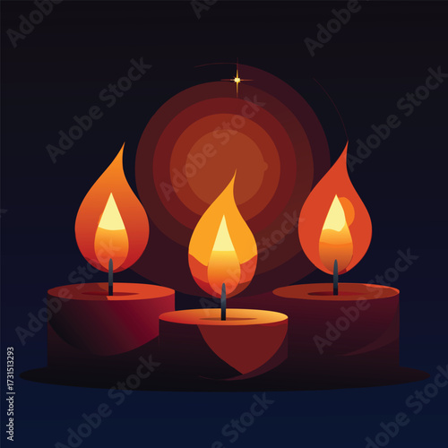 four glowing candles forming a festive diwali gree (2).eps