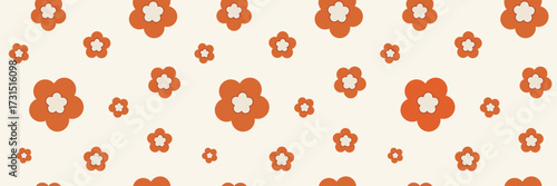 Wallpaper Mural Retro seamless pattern with stylized orange pop flowers Torontodigital.ca