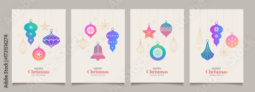 Merry Christmas and Happy New Year collection of poster, holiday backgrounds, greeting cards.