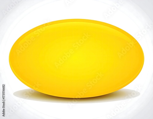 Glossy yellow oval shape, 3D effect, light background