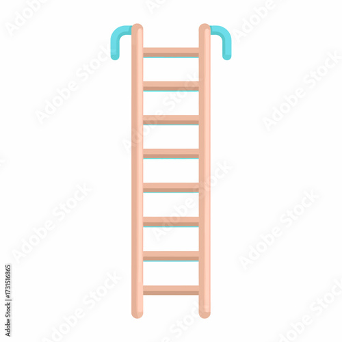 Vector illustration of a wooden Swedish ladder or wall bars for gymnastics and fitness, flat style design element centered and isolated on a white background