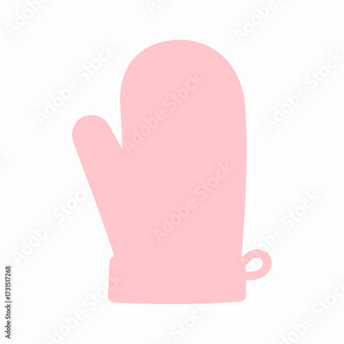 A pastel pink oven mitt vector illustration in a flat design style, isolated on a clean white background for kitchen and cooking concepts