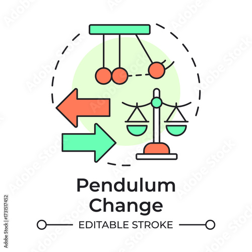 Pendulum change multi color concept icon. Swings between extreme positions. Innovation management type. Round shape line illustration. Abstract idea. Graphic design. Easy to use in presentation