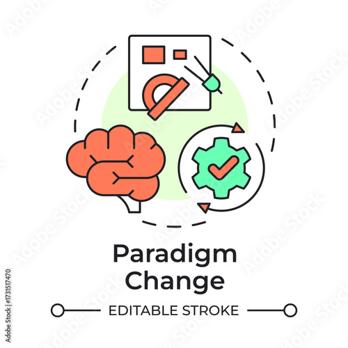Paradigm change multi color concept icon. Fundamental transformation. Innovation management type. Round shape line illustration. Abstract idea. Graphic design. Easy to use in presentation