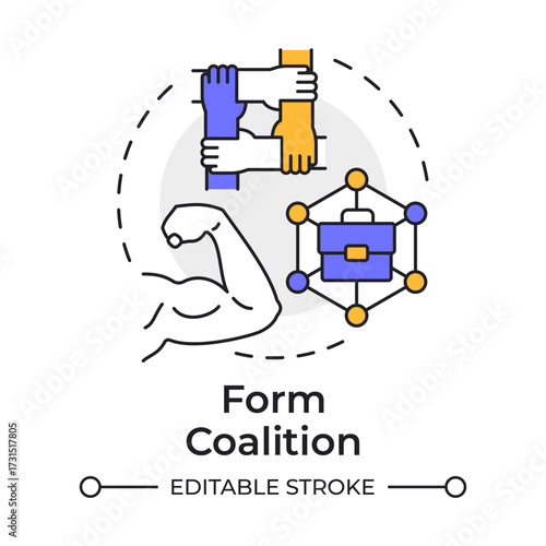 Wallpaper Mural Form coalition multi color concept icon. Building group of influential people. Kotter change management model. Round shape line illustration. Abstract idea. Graphic design. Easy to use in presentation Torontodigital.ca