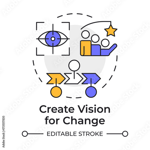 Create vision for change multi color concept icon. Define future state. Kotter shift management model. Round shape line illustration. Abstract idea. Graphic design. Easy to use in presentation
