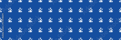 Wallpaper Mural Minimal white floral motif seamless pattern on blue background Torontodigital.ca