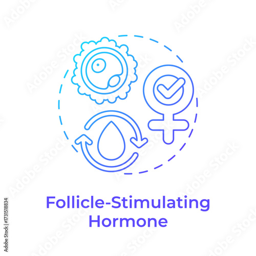 Follicle stimulating hormone blue gradient concept icon. Regulating menstrual cycle. Menopause treatment. Round shape line illustration. Abstract idea. Graphic design. Easy to use in blog post