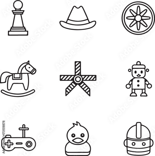 Collection of Childhood Toy and Game Icons