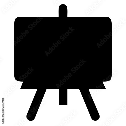 3d icon of black silhouette of an artists easel