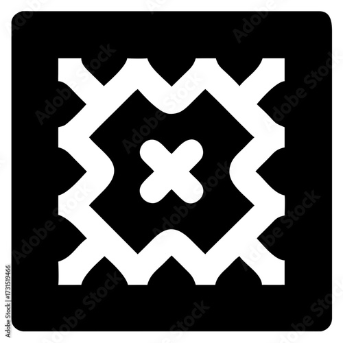 3d icon of abstract geometric pattern icon with a central cross shape, isolated on