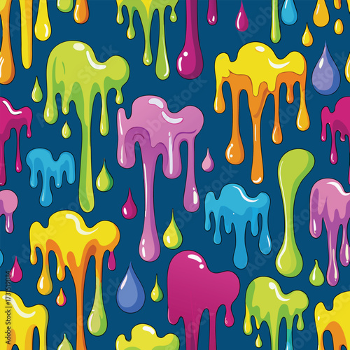 Dripping Paint Seamless Pattern Vector Art Illustration For Creative Theme