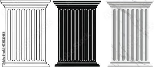 Set of classic architectural column vectors ancient Greek and Roman style pillars isolated on white background