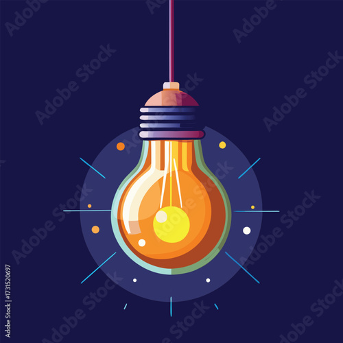 Glowing Lightbulb Suspension Vector Art Illustration For Innovation Design