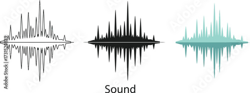 Sound wave vector illustration in various colors audio signal graphic design element isolated on white background