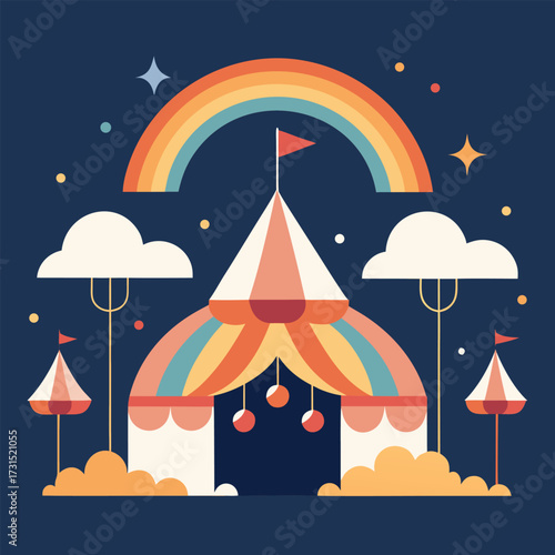 a rainbow lit whimsical canopy settlement  (4).eps