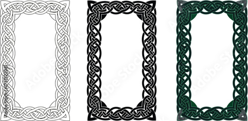 Set of Celtic knot frames decorative vector borders with interwoven patterns perfect for invitations and graphic design projects