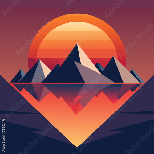 abstract geometric landscape with triangular mount (1).eps