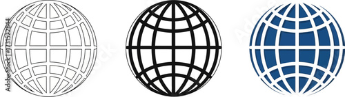 Set of globe grid icons simple flat vector design element isolated on white background for web and mobile apps