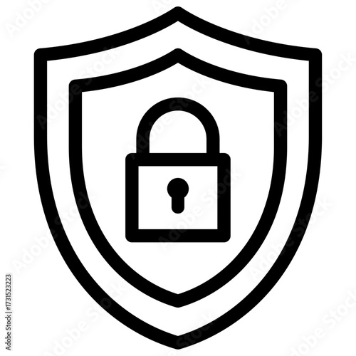 Shield with lock vector icon — secure protection and privacy defense symbol
