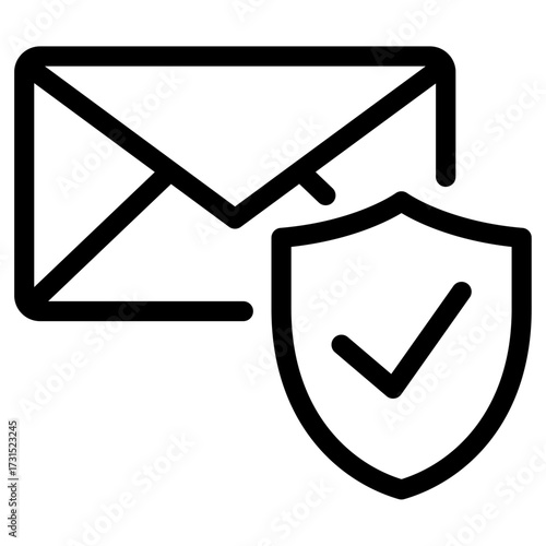 Email with shield vector icon — secure email communication and cyber defense symbol
