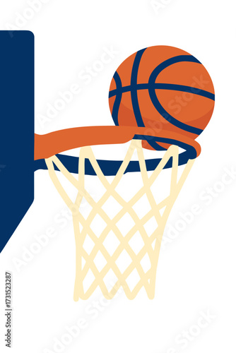 ball falling into a basketball hoop vector