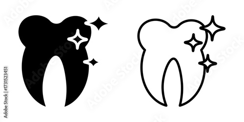 tooth icon set on white background