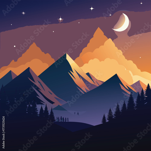 winter landscape with mountains and snow