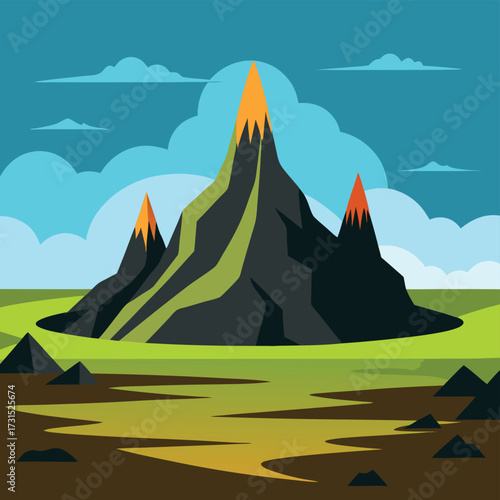 iceland volcanic landscape with black sand dunes  .eps
