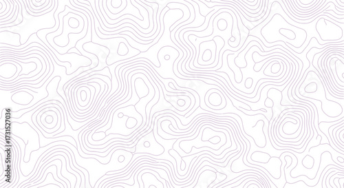 Abstract background with a subtle topographic line pattern. Gentle flowing contour lines in a soft lavender hue for a modern seamless vector design