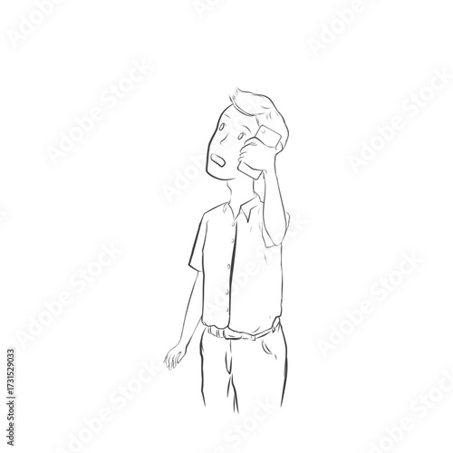 illustration of a man calling someone on a cell phone