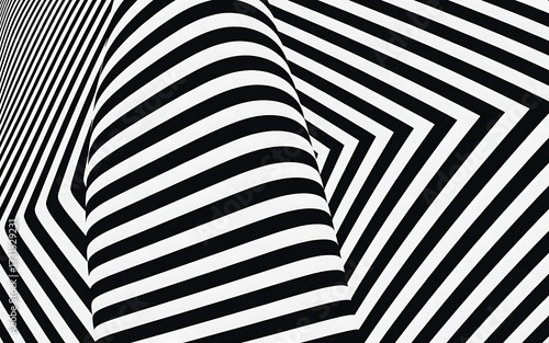 Abstract black and white striped optical illusion