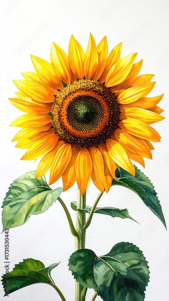 Fototapeta premium Detailed illustration of a sunflower