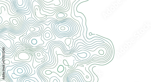 Abstract topographic map lines forming a complex, organic pattern on a white background.
