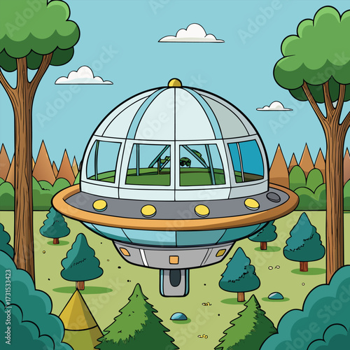 a floating futuristic treehouse orb hovering in ca.eps