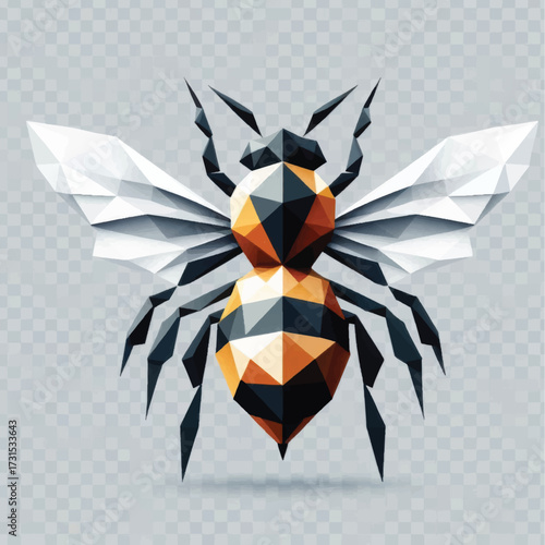 Abstract Geometric Bee Vector Illustration Low Poly Style.