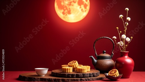 mid autumn festival with traditional food 