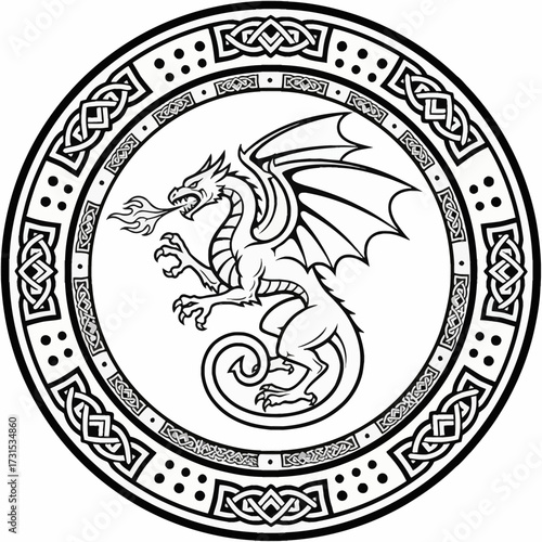 Bold Line Two-Legged Never-before-seen decorative Wyvern element. A scalable, high-quality vector with clean minimalist style for striking commercial use.