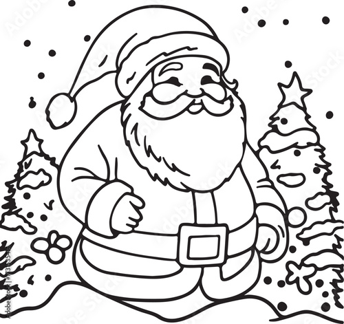 Cheerful santa claus in winter wonderland

