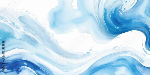 Abstract blue watercolor landscape art showcasing a sense of tranquility and depth