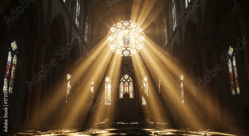 Wallpaper Mural Divine illumination through stained glass windows creating ethereal church atmosphere Torontodigital.ca