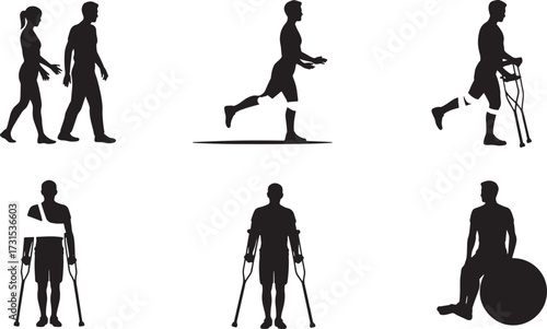 Silhouette Illustrations Of Injury and Recovery Stages Person On Transparent