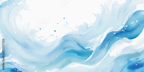 Abstract minimalist blue and white watercolor landscape painting perfect for backgrounds